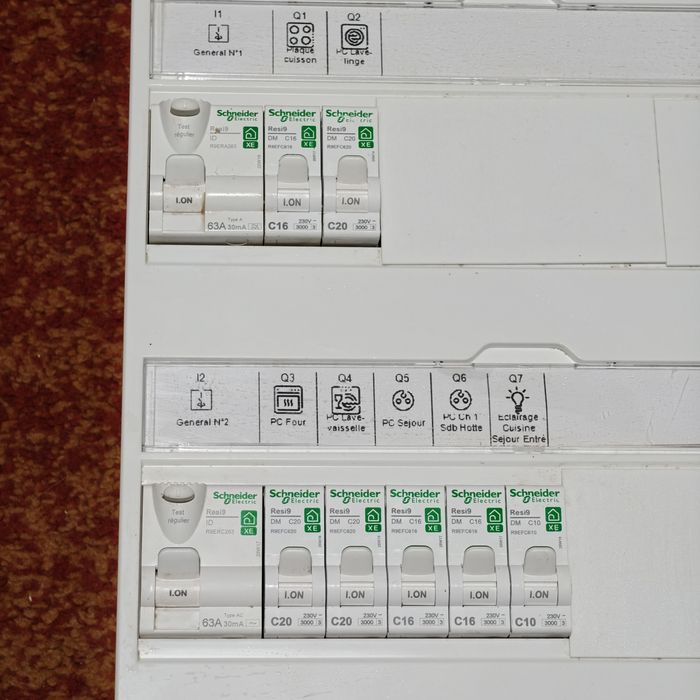 Tablou electric Schneider Electric complet echipat – C20, C16, C10, C32, diferențiale 63A