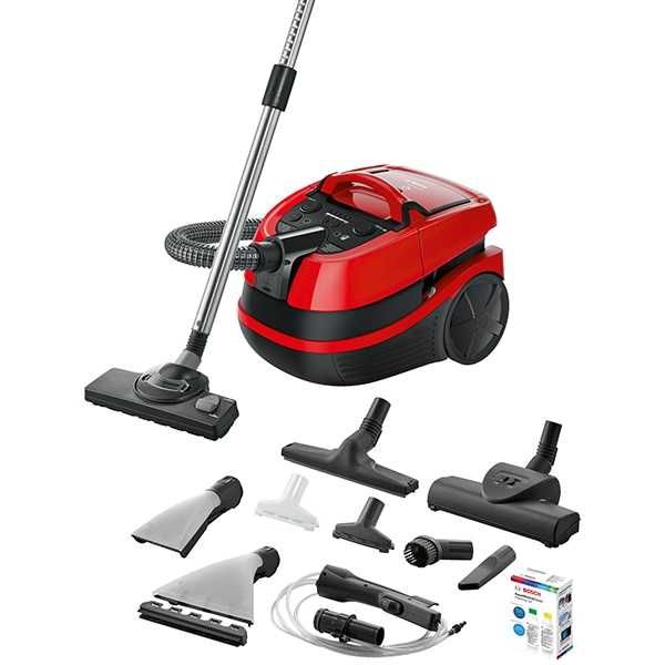 Aspirator cu spalare BOSCH AquaWash&Clean BWD421PET, 5l, 2100W, negru-rosu
