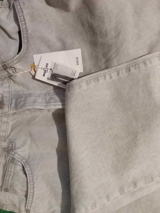 Нови дамски дънки с широк крачол – размер 44, светлосини/сиви