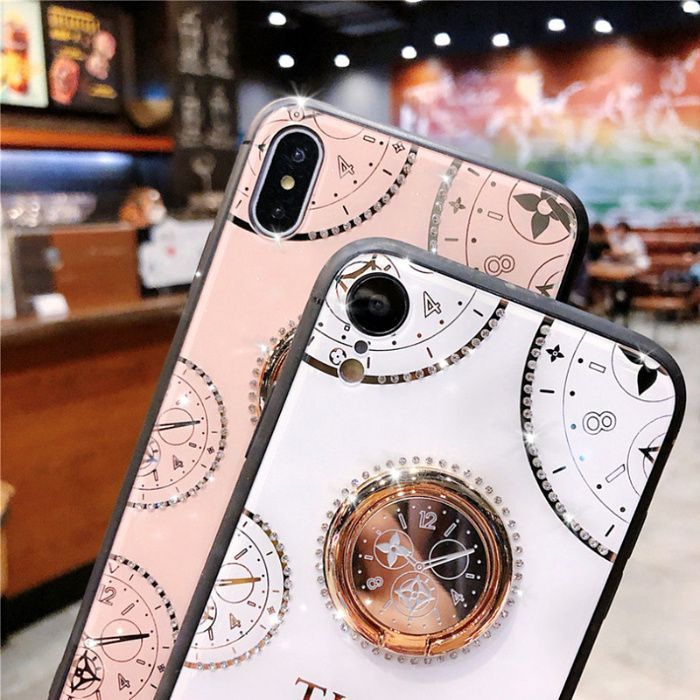 Husa cu pietricele și inel model TIME pt iPhone X, XS, XR , XS Max