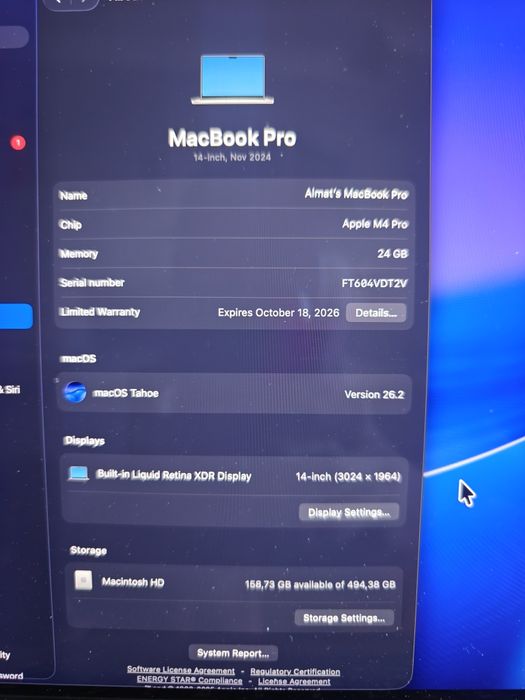 Macbook Pro M4 Pro 24bg/512gb