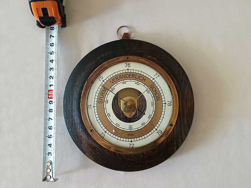 Немски барометър със термометър дърворезба / барометър - Fischer