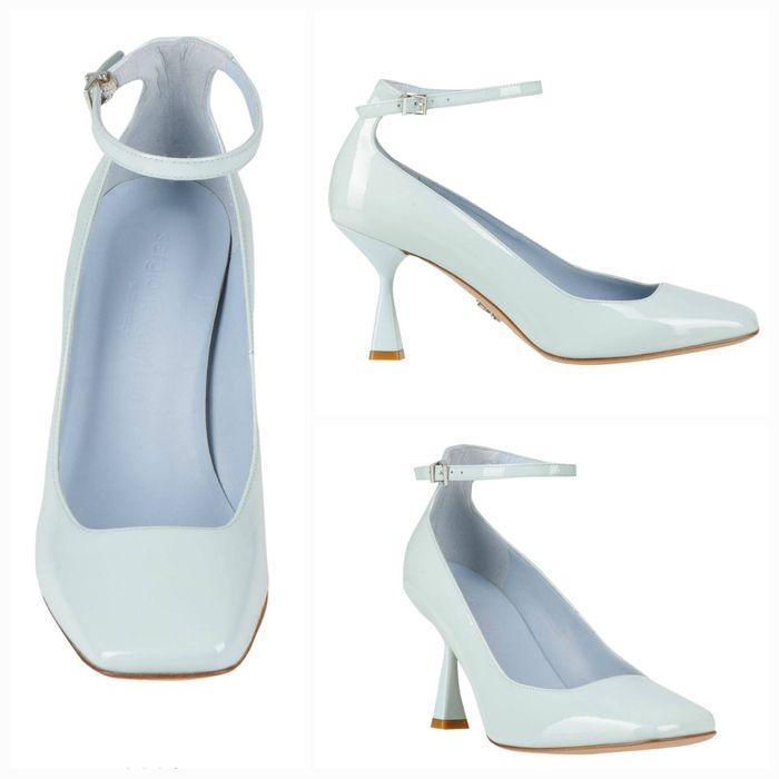 Сини лачени обувки 37/38номер естествена кожа ток официални ежедневни