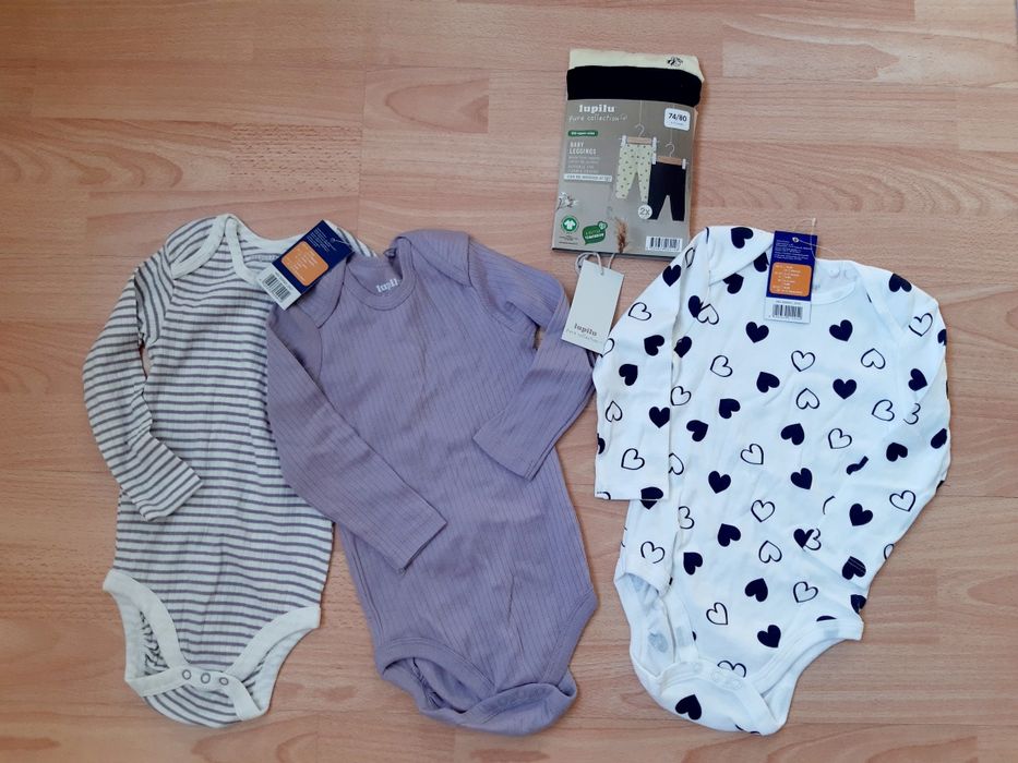 Лот нови бодита и клинчета за момиче, размер 6-12