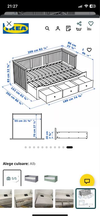 Vand pat ikea 2 persoane