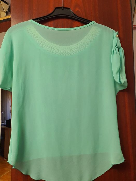 Bluza subtire perle verde / negru M