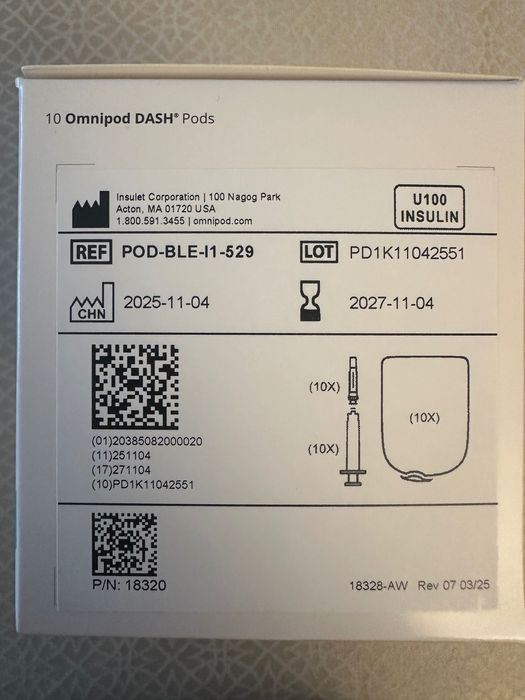 Omnipod dash o cutie de 10 pods