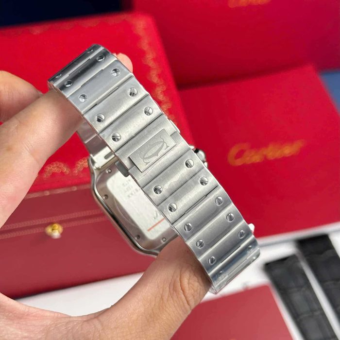 Cartier santos 100 сребрист/кафяв циферблат
