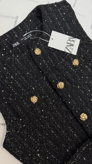 Твидовая жилетка Zara XS