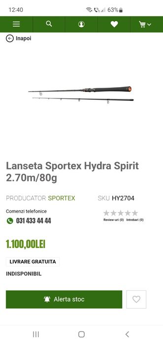 Lanseta spinning Sportex