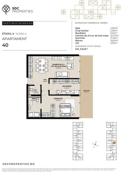 PROIECT EXCLUSIVIST! Apartament de vanzare, 59,50 mp, Complex SDC — fotografia 1