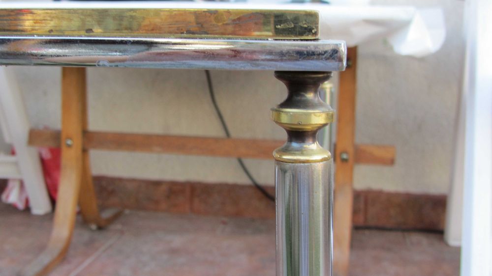 Masuta cafea absolut deosebita alama,inox,sticla vintage anii 70 patin