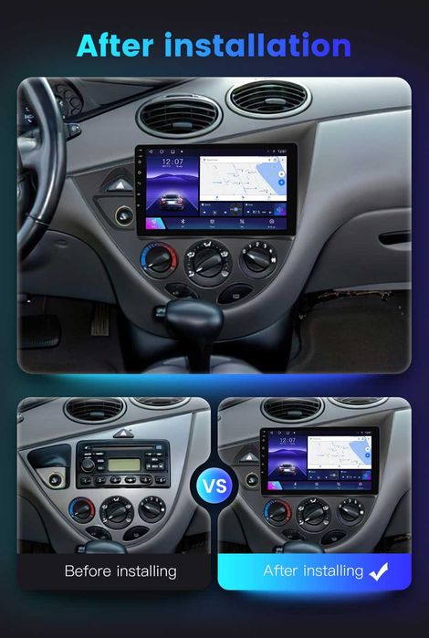 Navigatie Android 14 Ford Focus Fiesta 1998-2004 Waze CarPlay + CAMERA