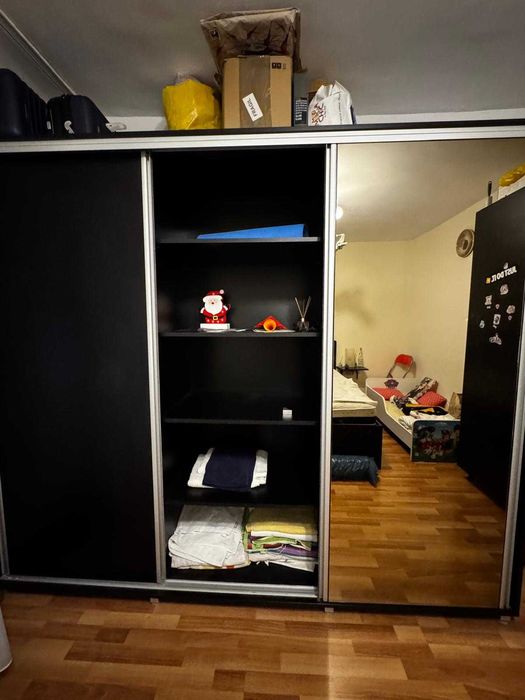 Dressing 3 usi Oglinda Culisant L 242 x l 60 x H 207 Negru