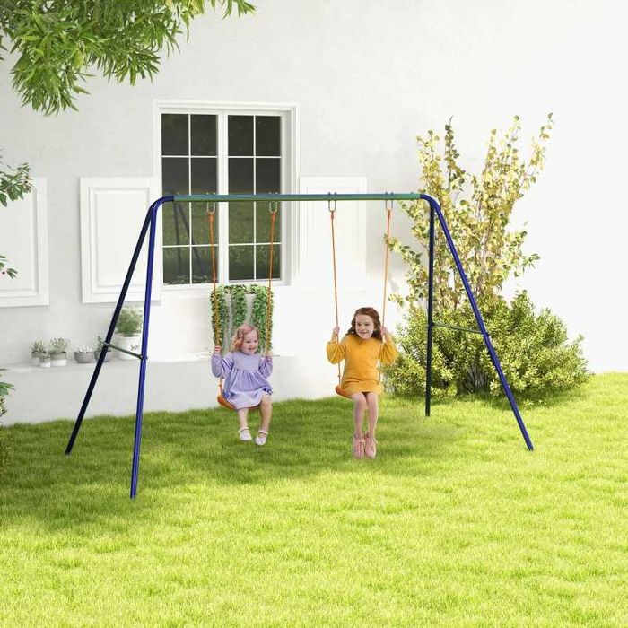 Детска люлка Outsunny с 2 седалки, за 3-8 години, стомана, 2.7 x 1.6 x 1.8 м