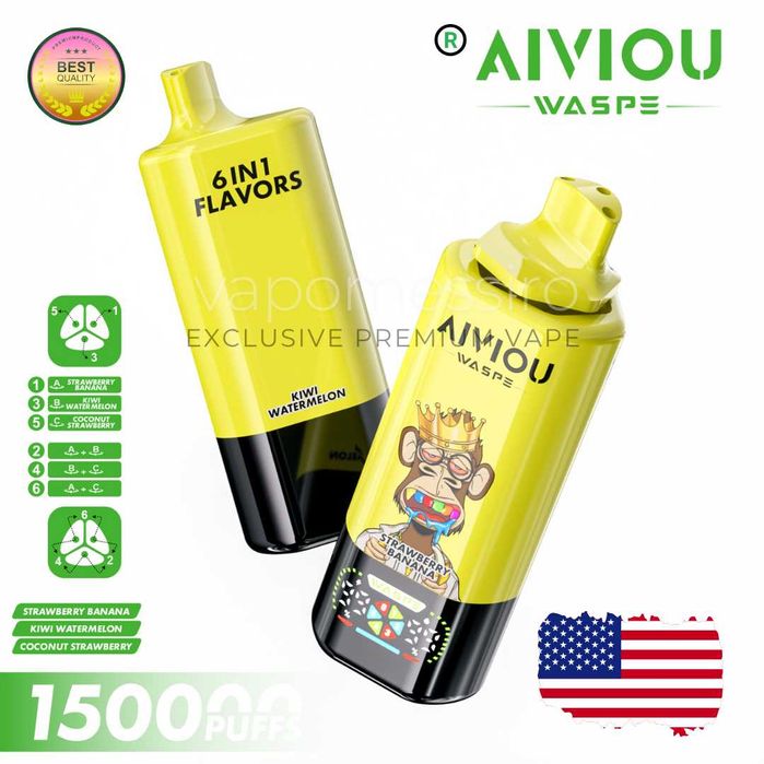 Vape Noul Waspe 150.000 puffuri 6in 1 cu cap Rotativ Ecran Shadow Disp