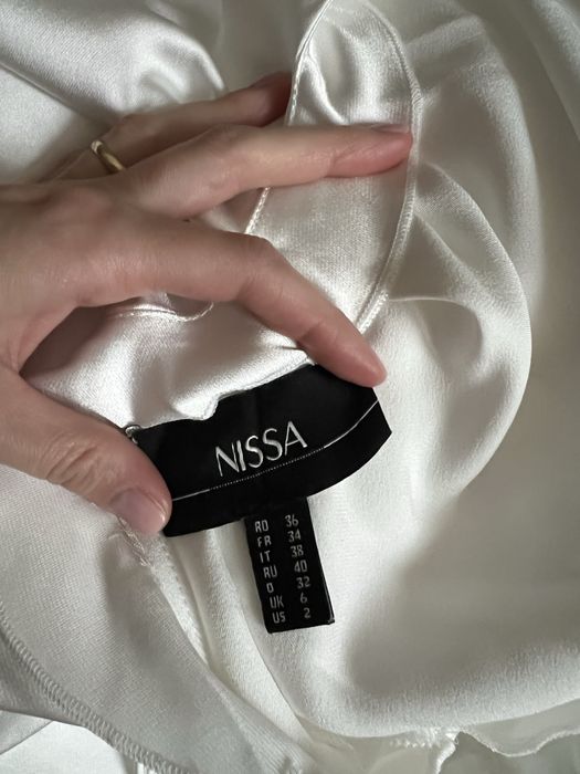 Rochie Nissa matase alba 36