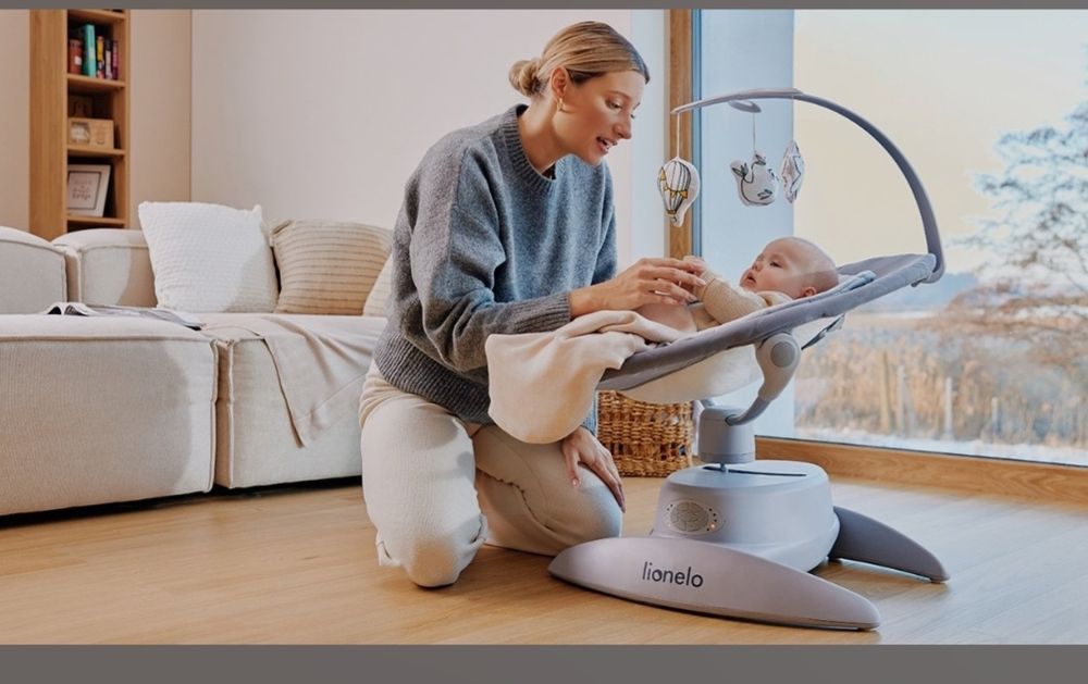 Balansoar pentru copii Lionelo Mell 2 in 1, electric, Beige Sand