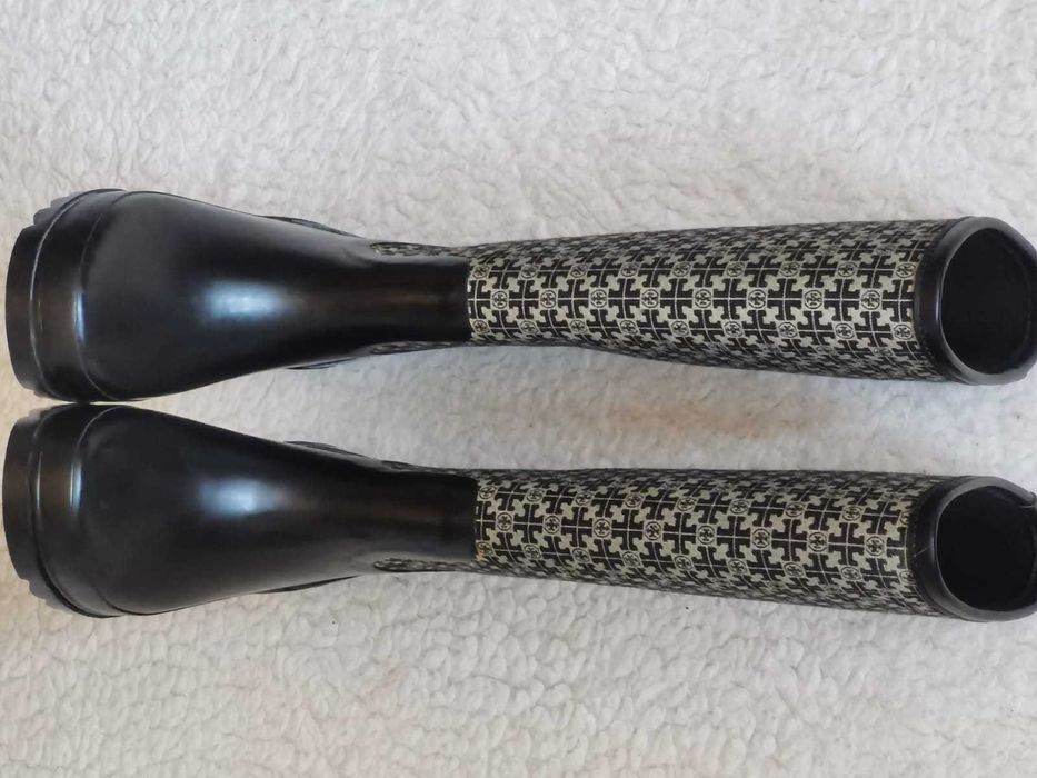 Cizme ploaie dama Tory Burch Jacquard Rainboot cauciuc negru jacqard