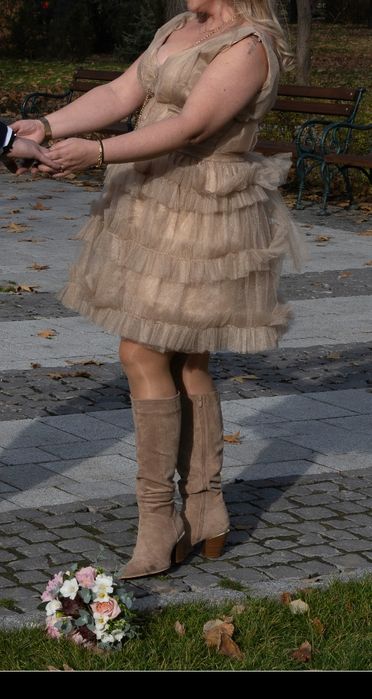 Официална кукленска рокля, екрю