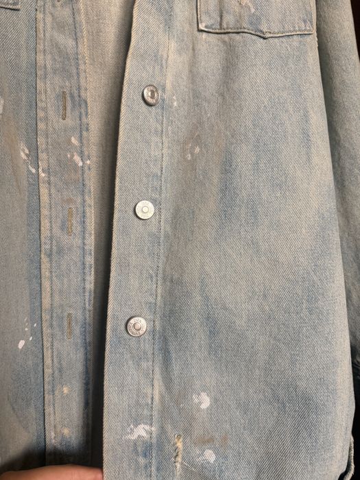 Дълга дънкова риза с избелял ефект Zara