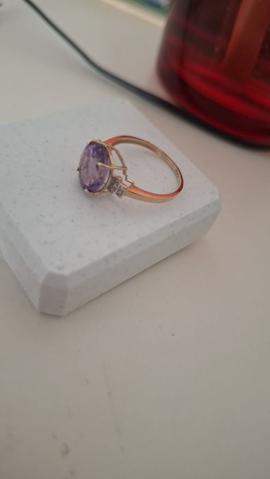 Inel 14k cu ametist 4.10 ct si diamante