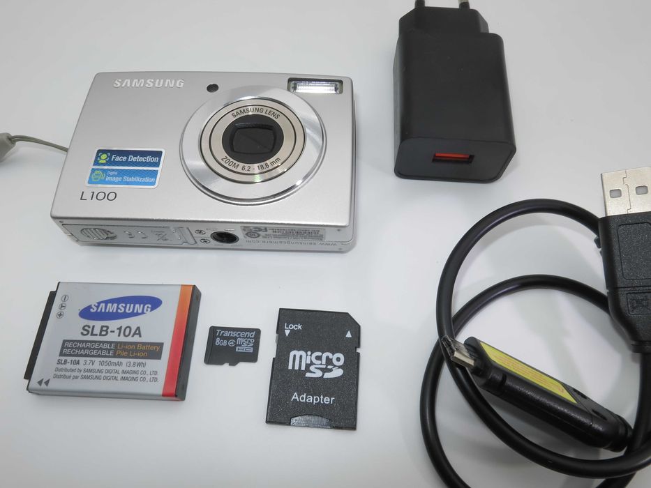 Samsung L100 ултра компактен цифров фотоапата, дигитална камера с алуминиев корпус, в отлично сътояние, тестване и работи перфектно, пълен комплект