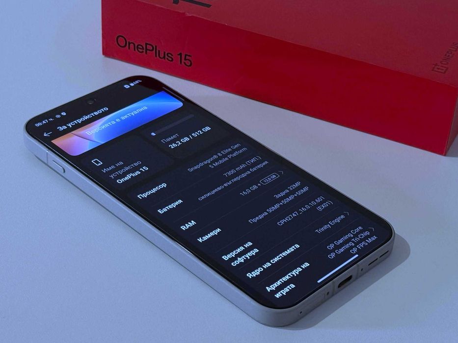 Бартер! 19м.Гаранция! OnePlus 15 512/16GB Sand Storm (Бял) 100% Батерия! Глобален.