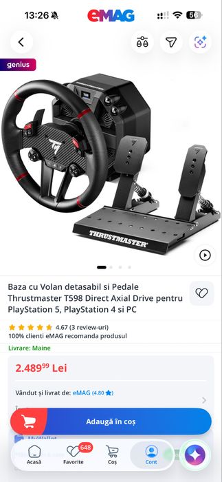 Volan PS5 Thrustmaster T598 direct axial drive