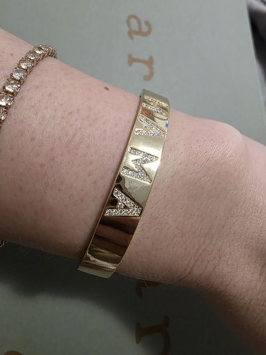 Bratara aurita cu model Mama cristale foarte fine