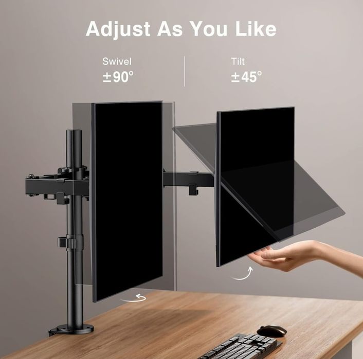 Suport dublu de birou 2 monitoare  ErGear  13-32"  reglabil  inclinare înălțime brațe articulate