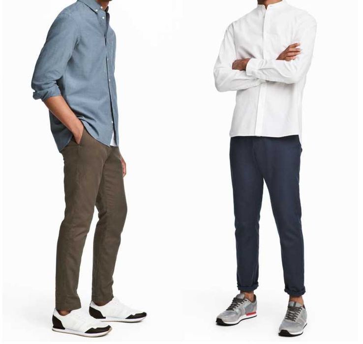 H&M - 2 pantaloni chino de vara slim fit 60% bbc + 40% in, W32/L32 [M/48], talie=90 cm., noi