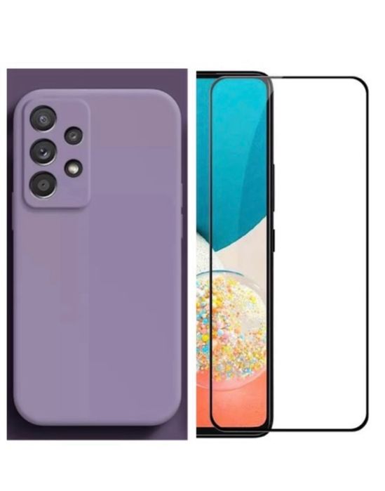 Samsung A51 A52S A53 A54 A56 Husa Silicon Catifea si Folie Sticla 11D