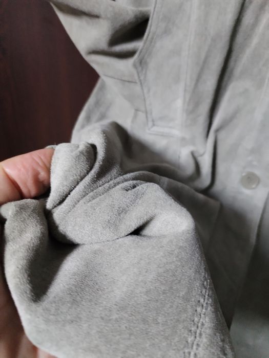 Pardesiu /trench  piele întoarsă xs verde Hm