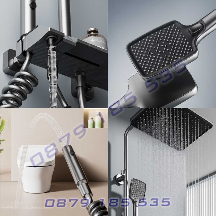 Пиано душ система светлини модерни функции лед дисплей смесител пита