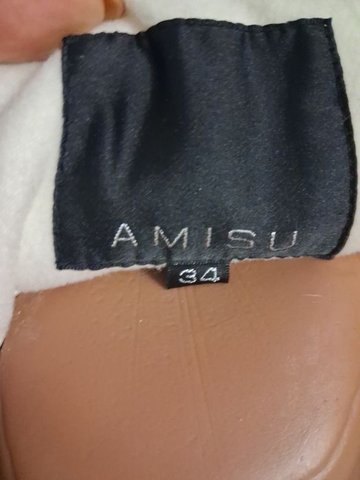 Palton AMISU alb crem XS (34) – cambrat, curea talie, super feminin &
