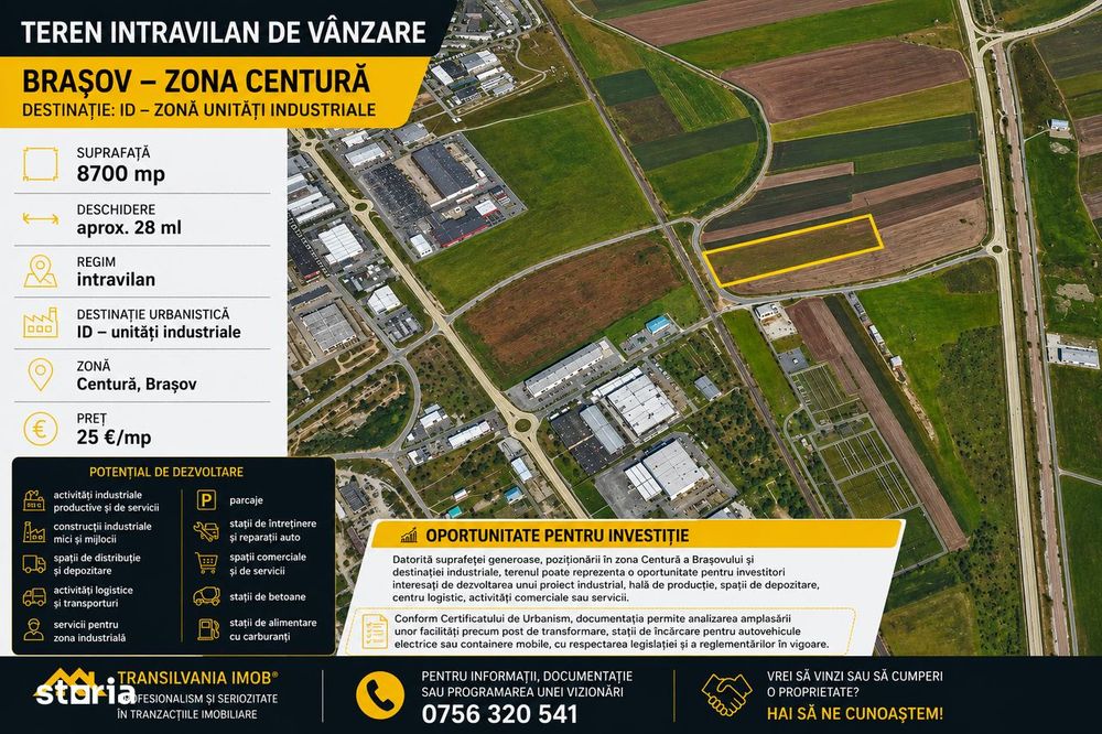 Teren Intravilan 8.752 Mp – Zonă Industrială – Brașov