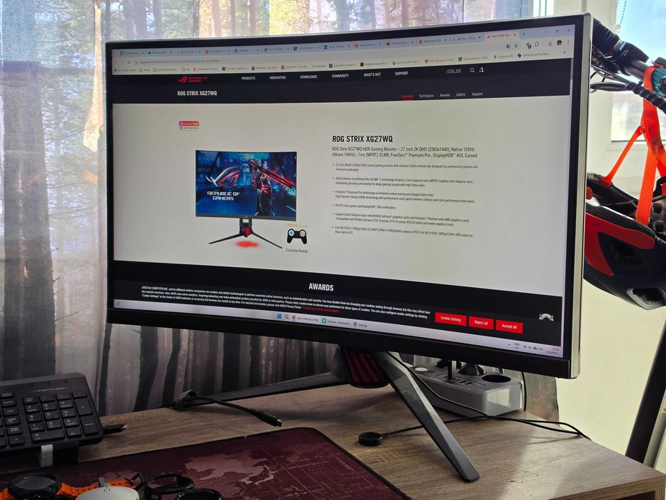 Гейминг монитор 27" ASUS ROG Strix XG27WQ – за ремонт / части / Здрава матрица и работещ
