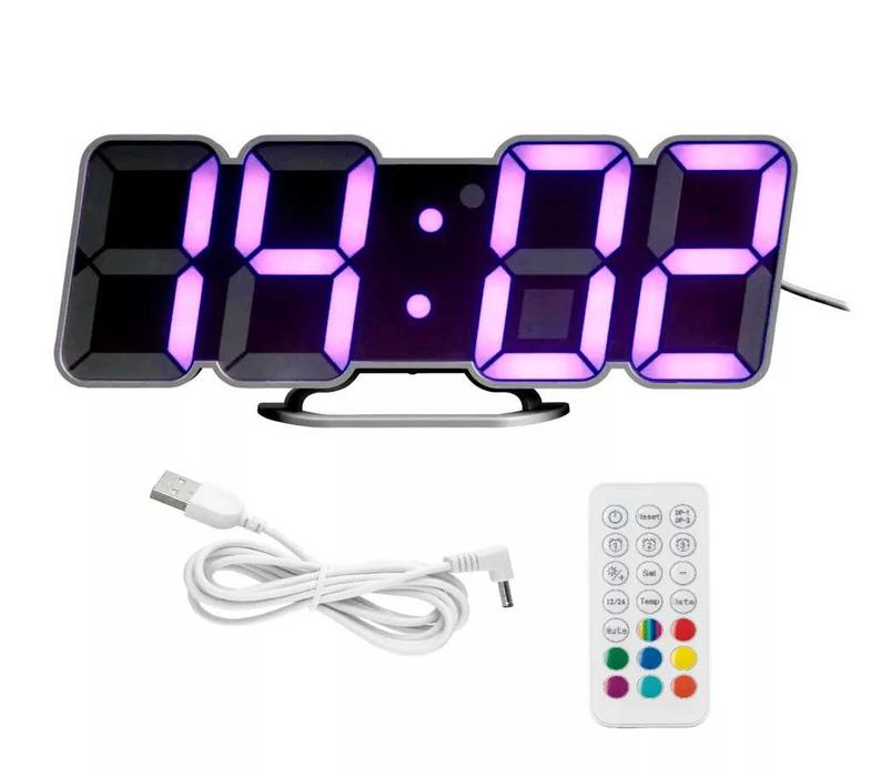 Ceas de perete sau de birou, cu LED, 3D, nou, sigilat, din Germania