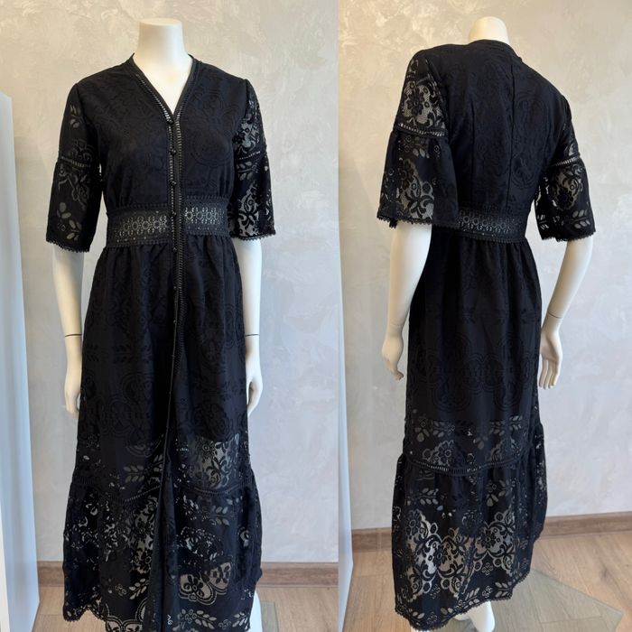 Дамска черна дълга  рокля