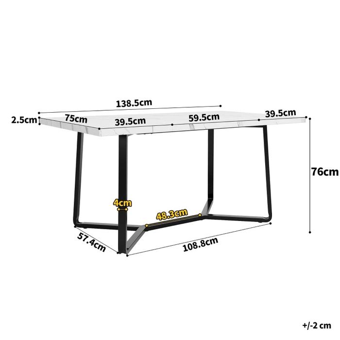PROMO Masa bucatarie, 4-6 persoane, MDF, alb-marmoroptik, 138cm