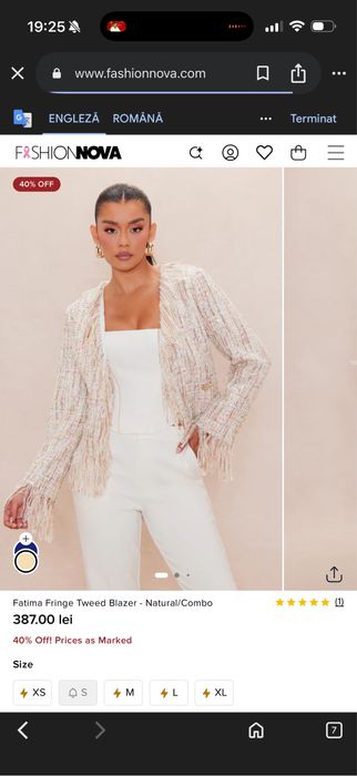 Sacou model chanel fashionova xs nou