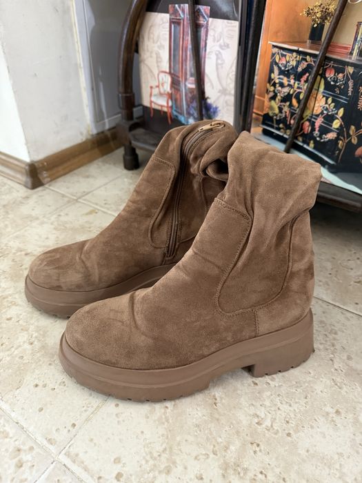 Велурени кафяви ботуши , чизми 39 номер