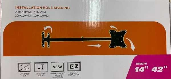 Suport TV montare tavan rotativ negru 14 - 42 inch