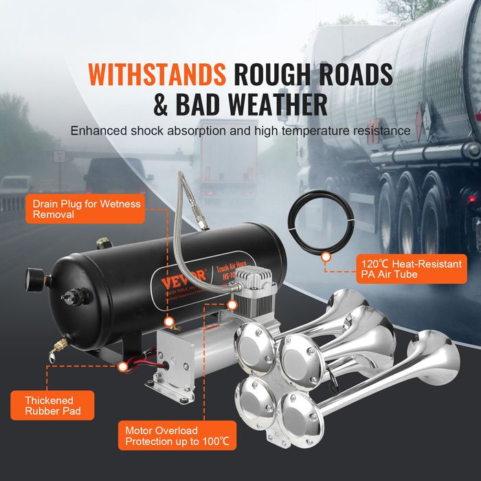 Kit Claxon Tren 4 Trompete 150dB 12V Compresor 10L