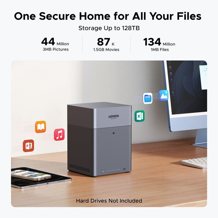 UGREEN NASync DH4300 Plus — сетевое хранилище NAS на 4 диска с поддерж