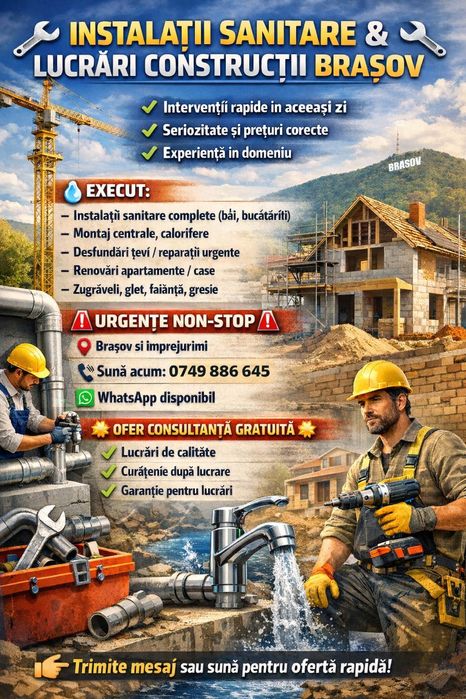 Oferim servicii de amenajari interioare și instalații sanitare!
