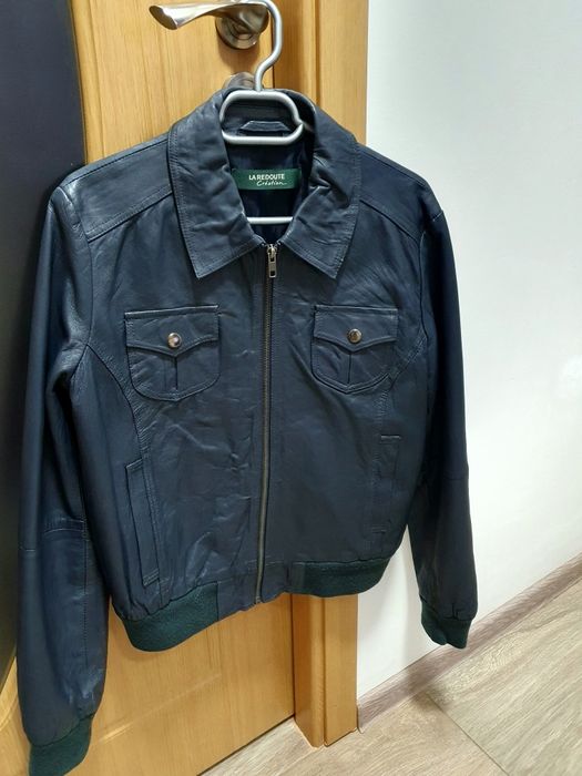 Geaca piele bleumarin