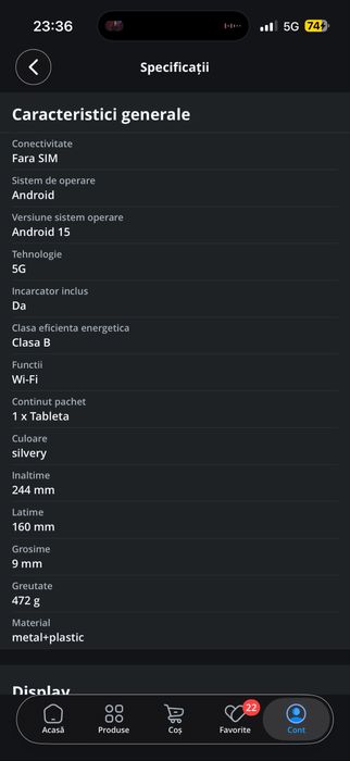 Tableta 10' RAM: 6+14 GB ROM: 128 GB ca nouă, garantie 2027