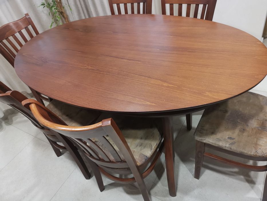 Мааса от масив със 6 стола от масив